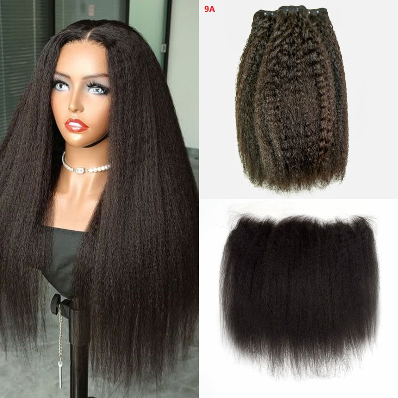 XBL Hair Miss Flawless / Lovely / Pretty Kinky Straight 3 Bundles with 13x6 Frontal with Bleached Knots