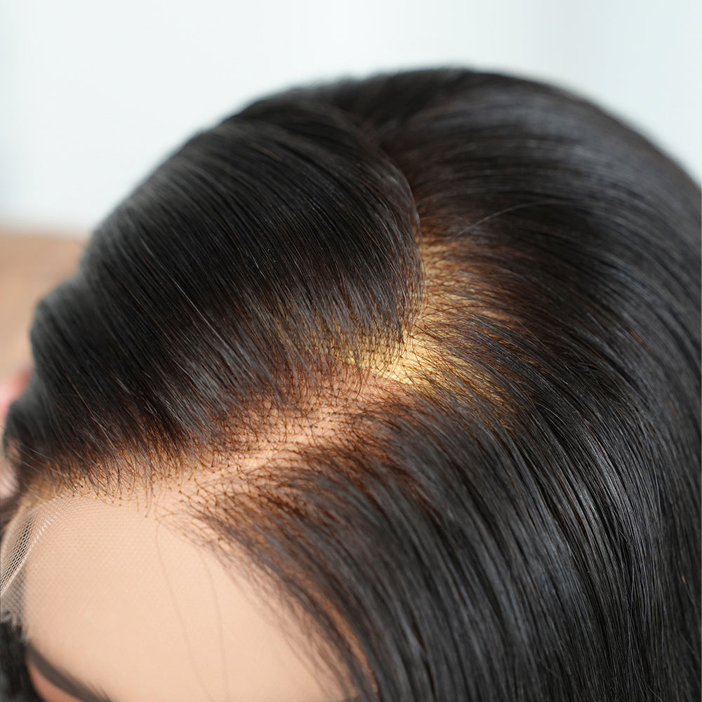 raw har 5x5 hd lace jet black  straight bob wig detial