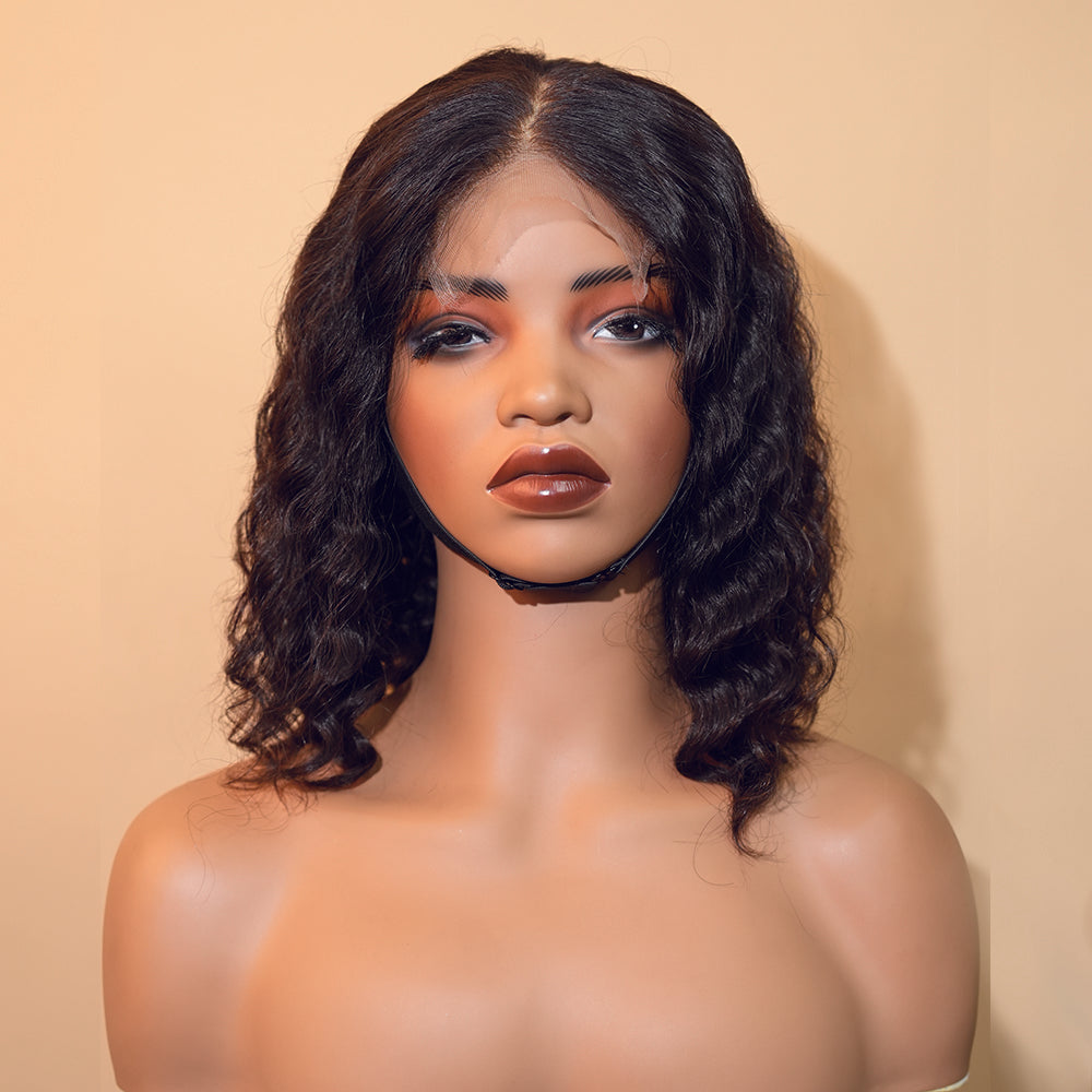 raw har 5x5 hd lace natural deep wave bob wig