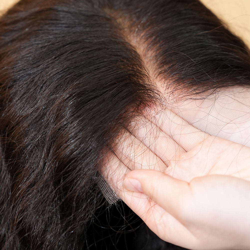 raw har 5x5 hd lace natural deep wave bob wig detail