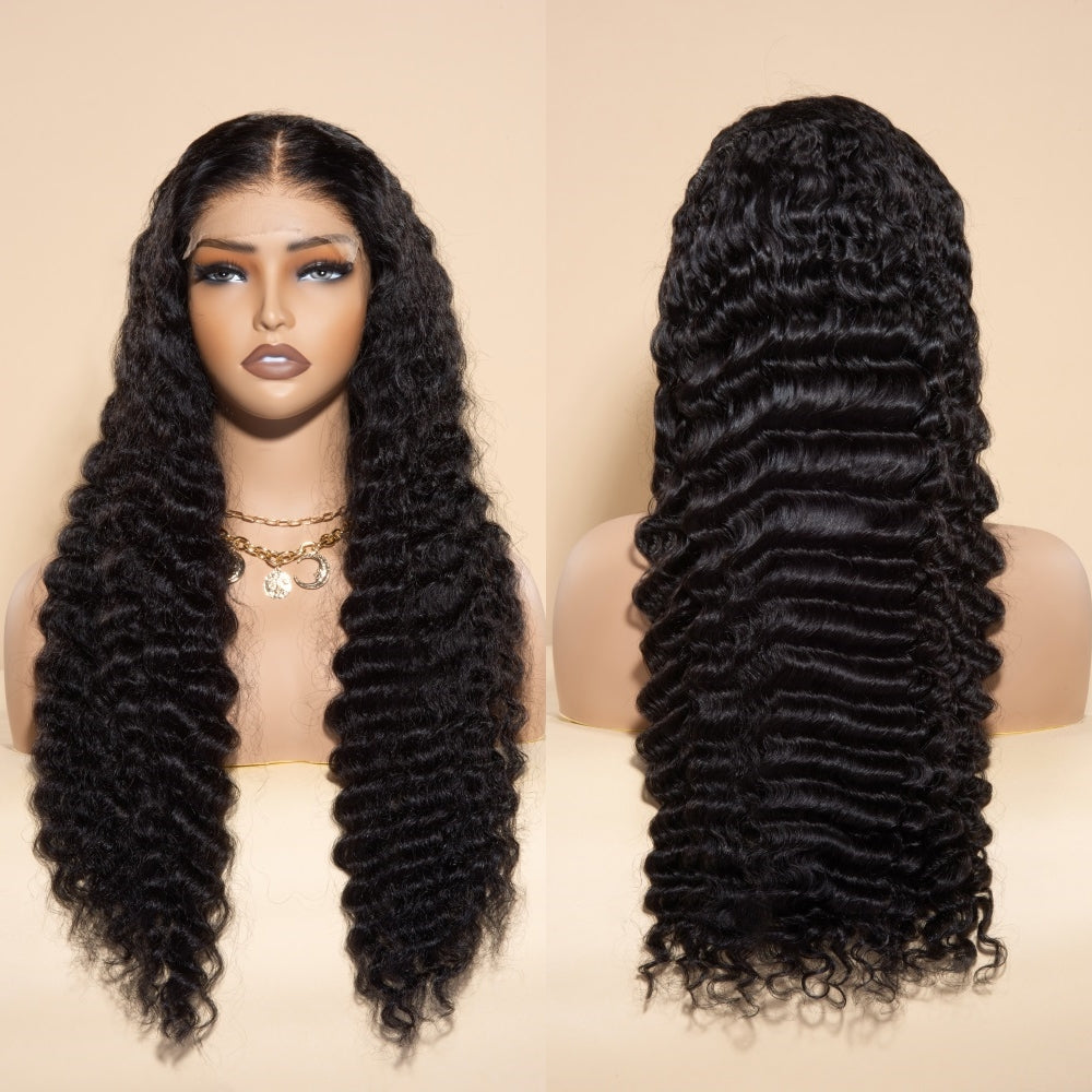 XBL Hair 4x4/5x5/6x6 HD Lace Closure Wig Pineapple Wave Human Hair Wig Bleached Small Knots