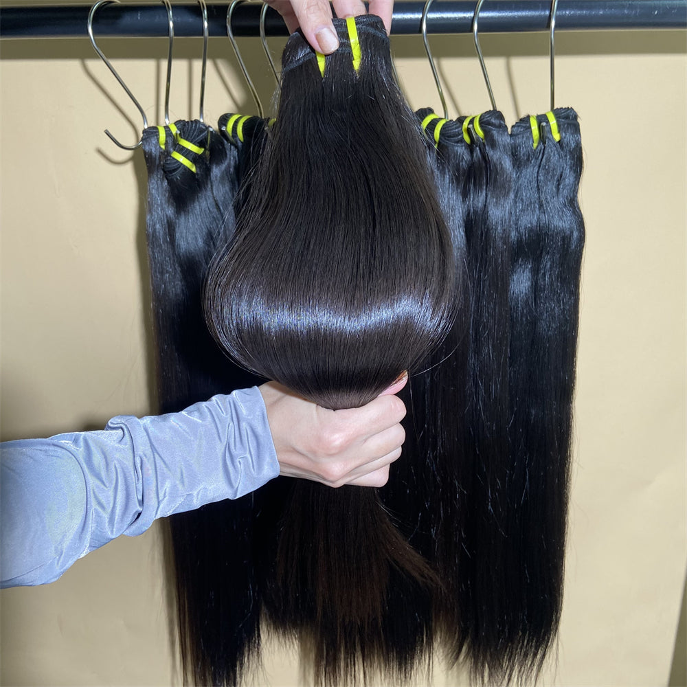 XBLhair Miss Fantastic Tegular Density Younger Raw Hair 3 Bundles Straight Wave 100% One Donor Human Raw Hair